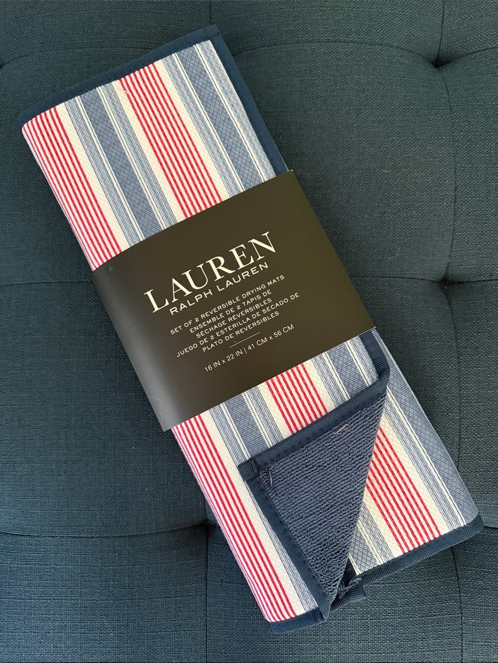 Lauren Ralph Lauren Red, White & Blue Drying Mats, set of 2, Patriotic Americana
